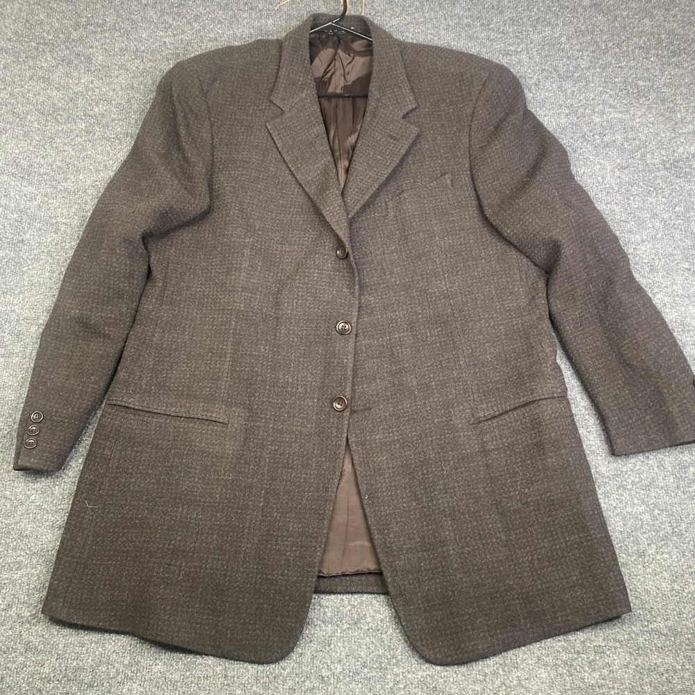 Armani Collezioni Mens Brown Wool Blend 3 Button Blazer Jacket Italy Size 46